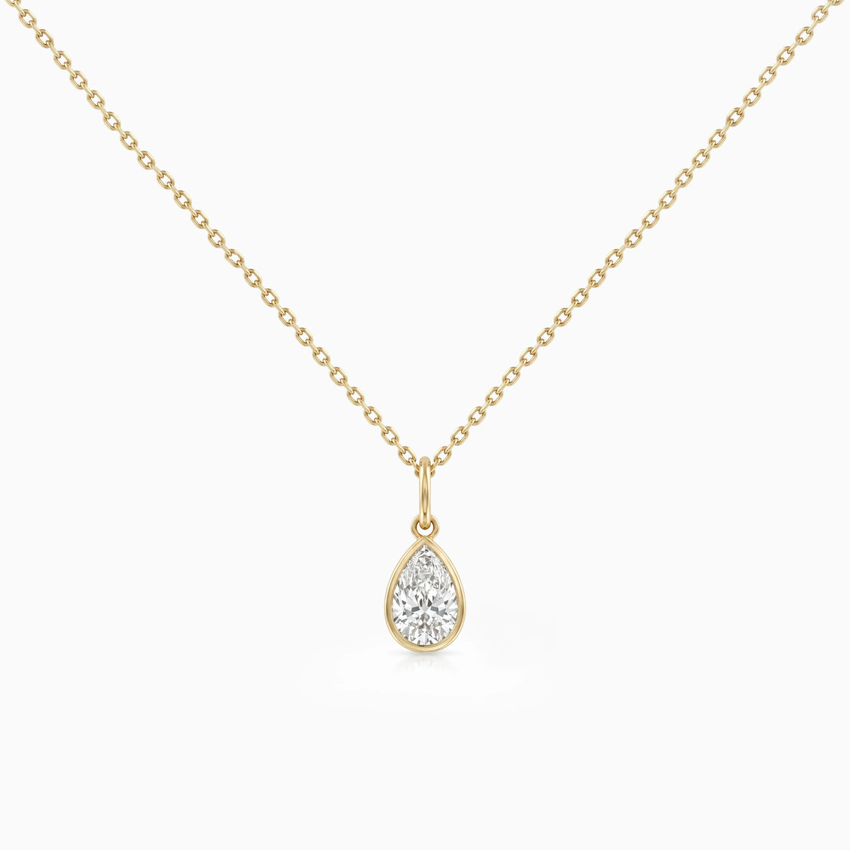 Pear Cut Lab Diamond Bezel Set Teardrop Pendant Pendant