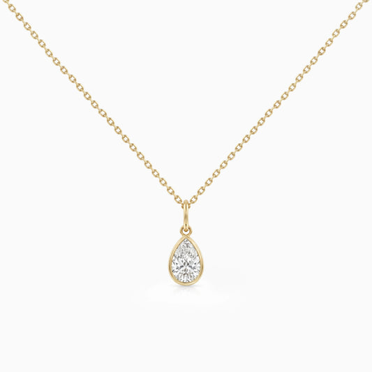 Pear Cut Lab Diamond Bezel Set Teardrop Pendant Pendant