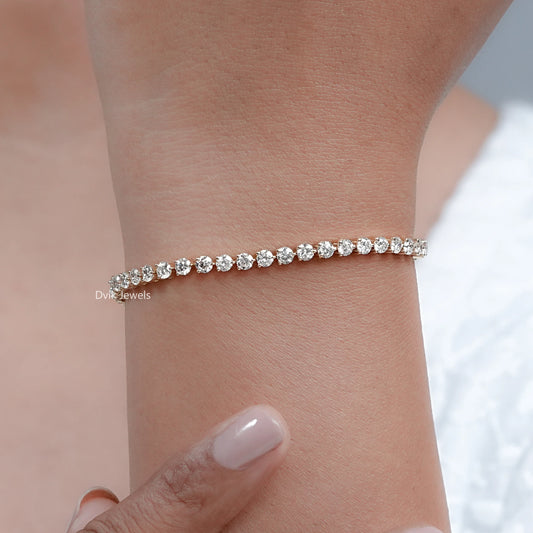 Round Cut Lab Grown Diamond Tennis Bracelet