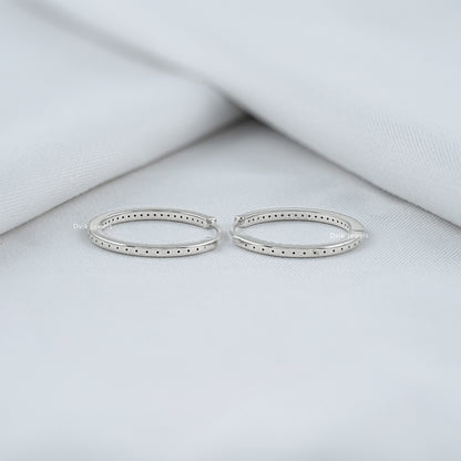 Round Diamond In-Out Dainty Hoop Earrings