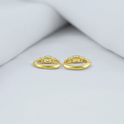 Three Stone Diamond Huggie Earrings Earrings
