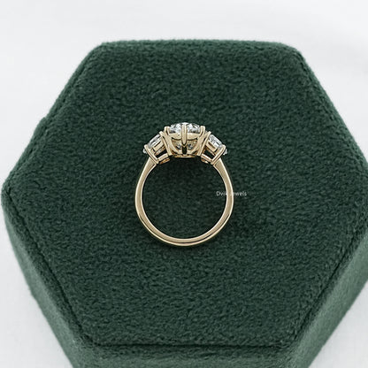 Three Stone Oval And Cadillac Lab Diamond Ring
