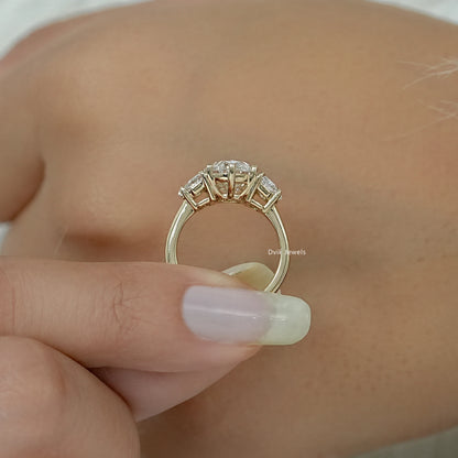 Three Stone Oval And Cadillac Lab Diamond Ring