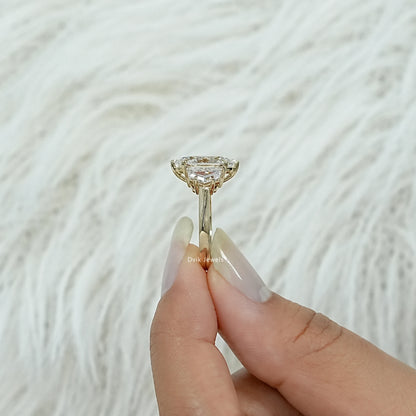 Three Stone Oval And Cadillac Lab Diamond Ring