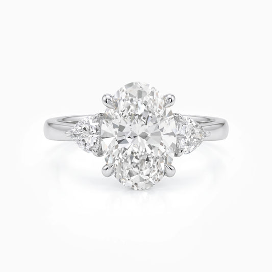 Three-Stone Oval Cut Lab Diamond Ring