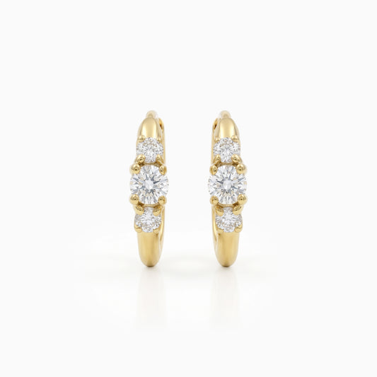 Three Stone Diamond Huggie Earrings Earrings