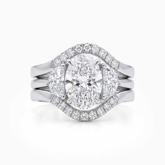 Three Stone Lab Diamond Bridal Ring Set