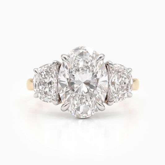 Three Stone Oval Diamond Engagement Ring