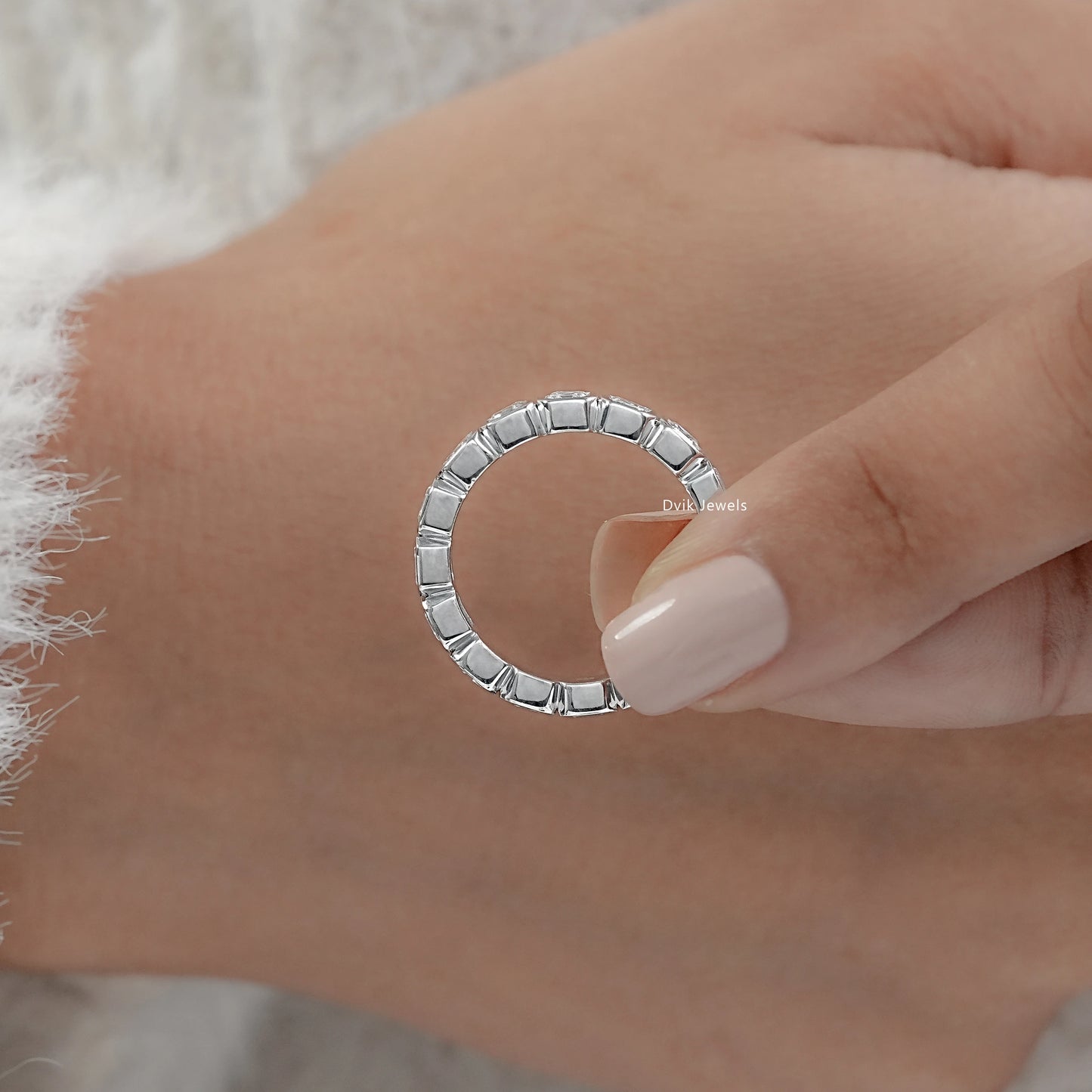 Bezel Set Asscher Cut Lab Diamond Full Eternity Band