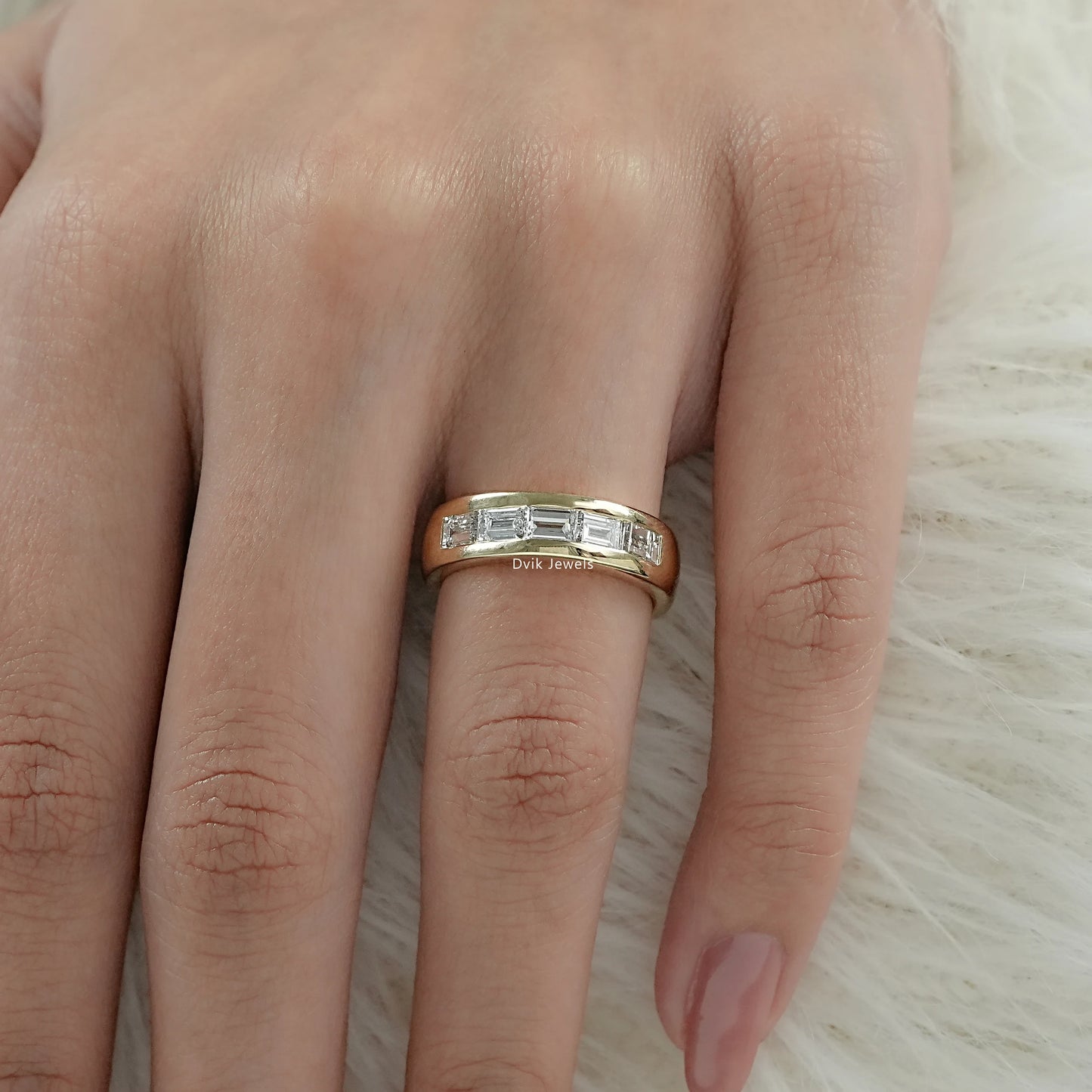 Baguette Cut Lab Diamond Channel Set Wedding Band