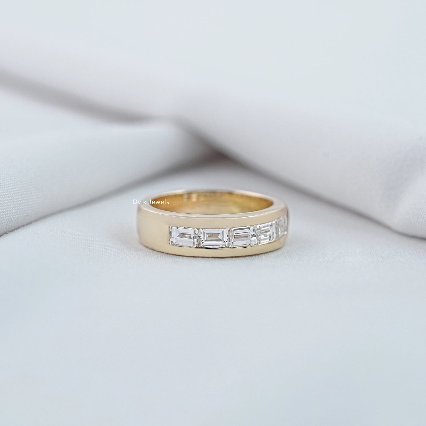 Baguette Cut Lab Diamond Channel Set Wedding Band