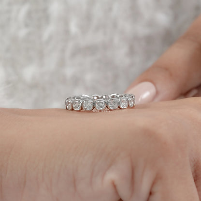 Cushion Cut Bezel Set Lab Diamond Full Eternity Band