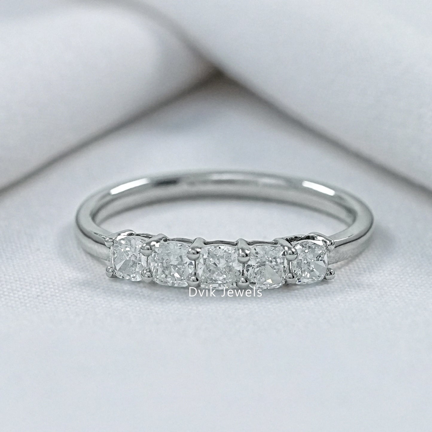 Cushion Cut Five Stone Lab Diamond Ring