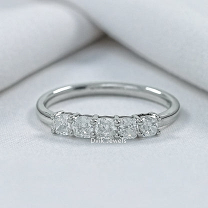 Cushion Cut Five Stone Lab Diamond Ring