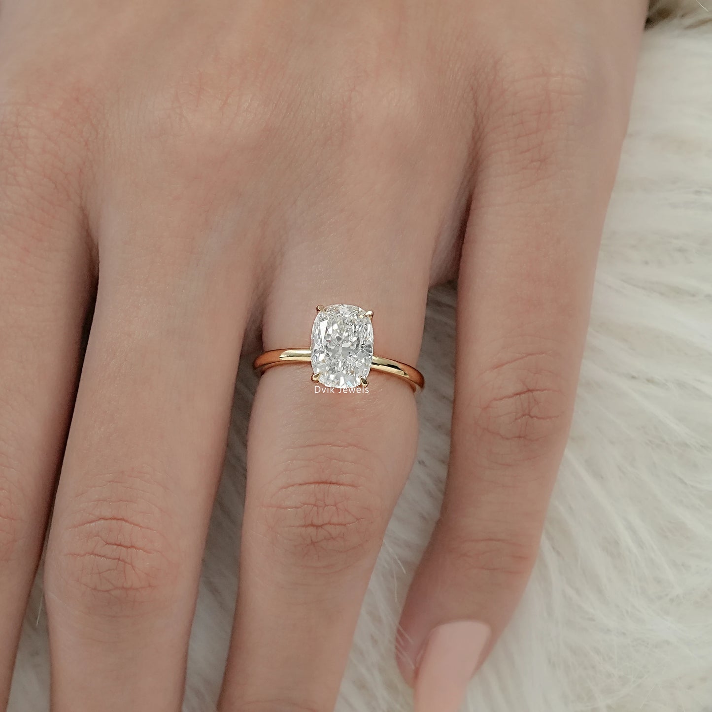 Cushion Cut Lab Grown Diamond Solitaire Engagement Ring