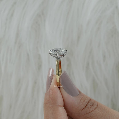 Four Prong Cushion Cut Lab Diamond Engagement Ring