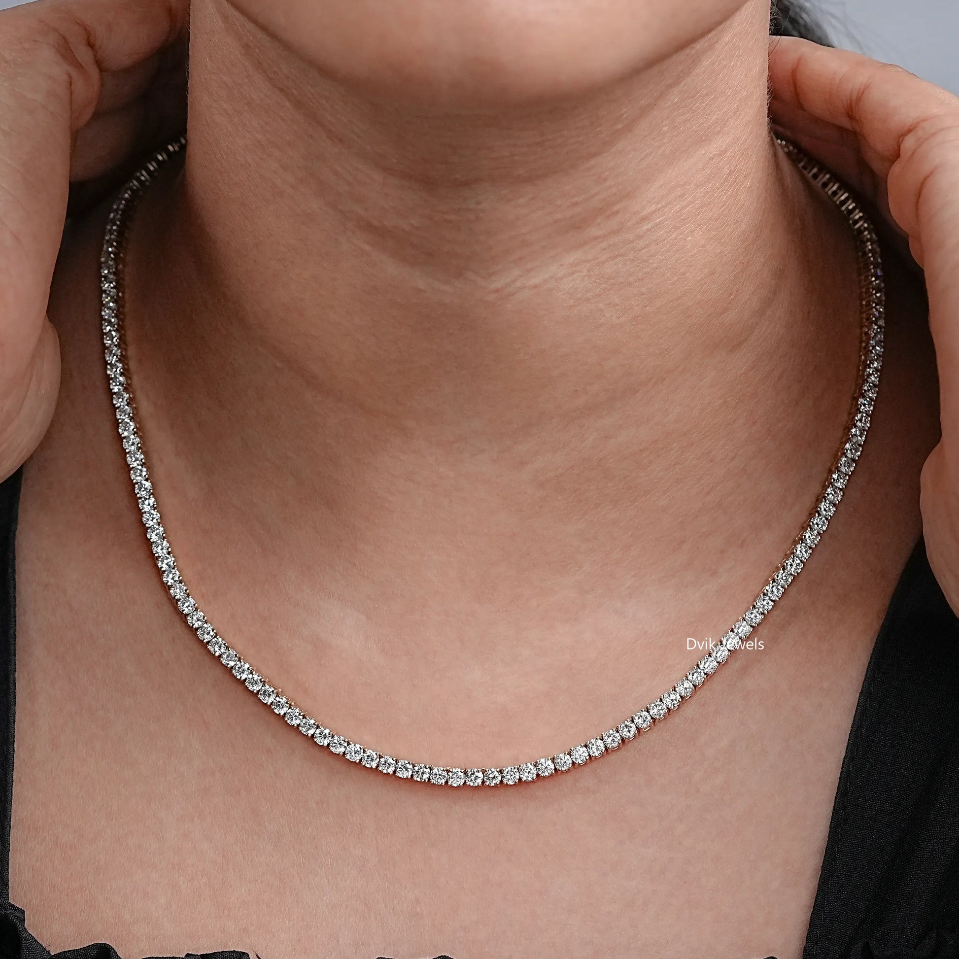 Stunning Round Lab Diamond Tennis Necklace Necklace