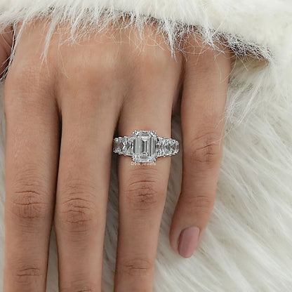 Emerald Cut & French Trapezoid Diamond Accent Ring