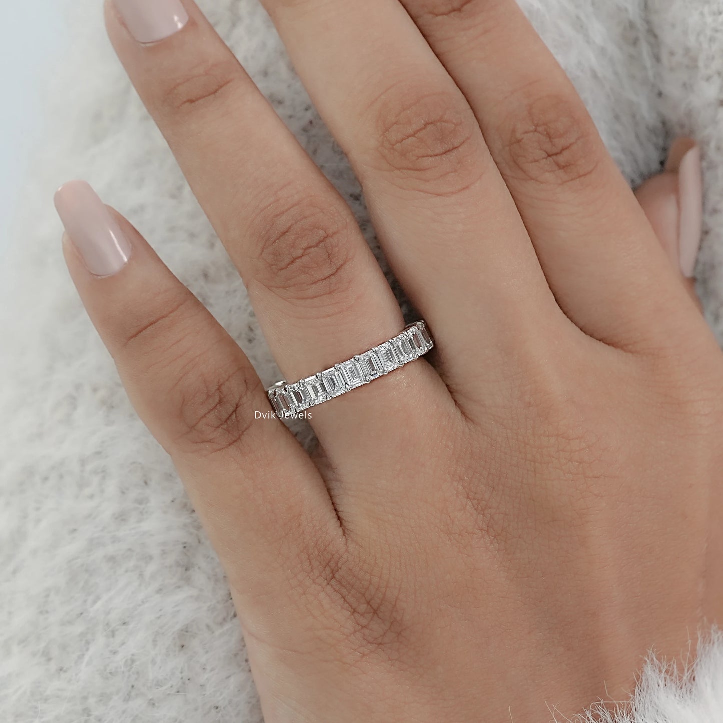 Stunning Emerald Cut Diamond Full Eternity Band