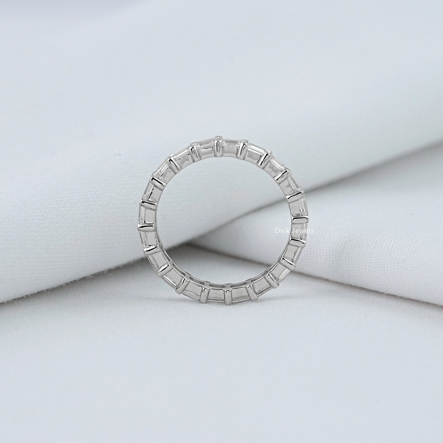 Emerald Cut Lab Diamond Full Eternity Band