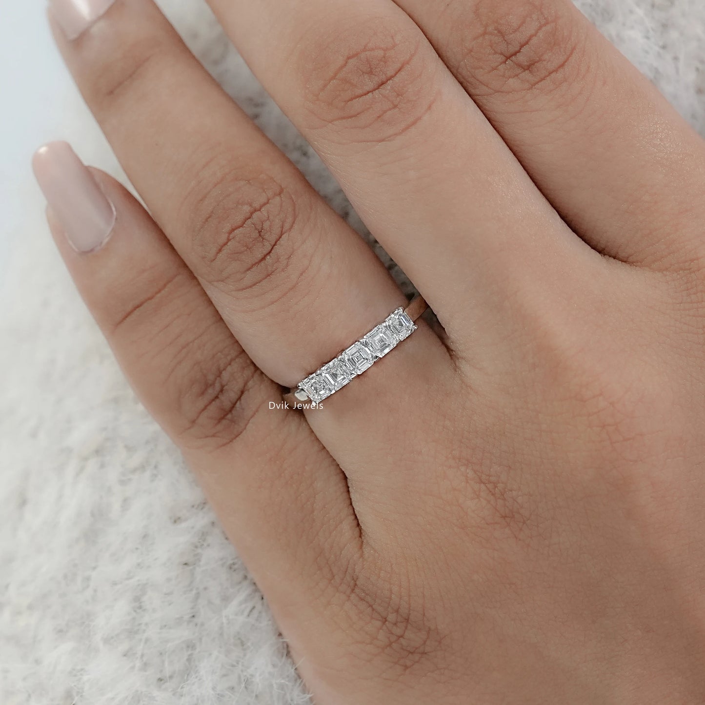 Five Stone Asscher Cut Lab Diamond Ring