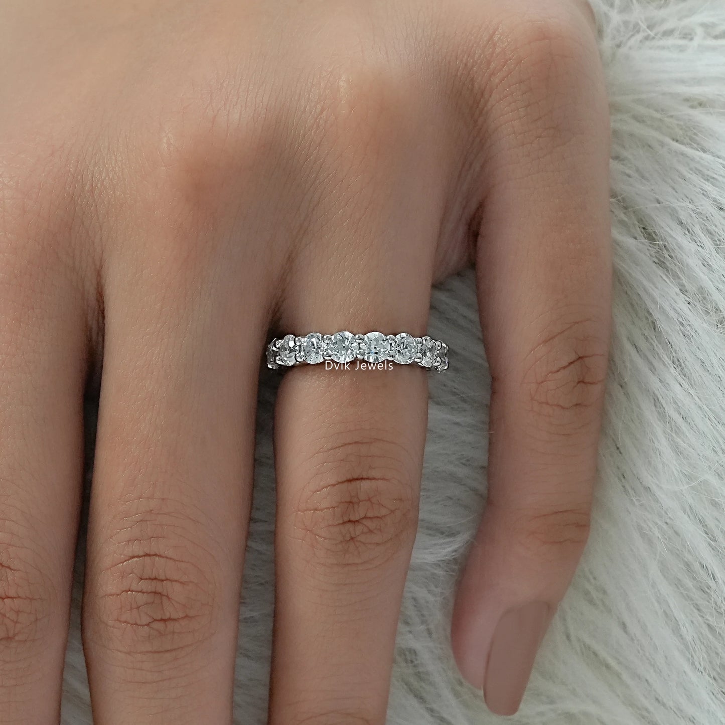OEC Round Cut Lab Diamond Full Eternity Wedding Band Band