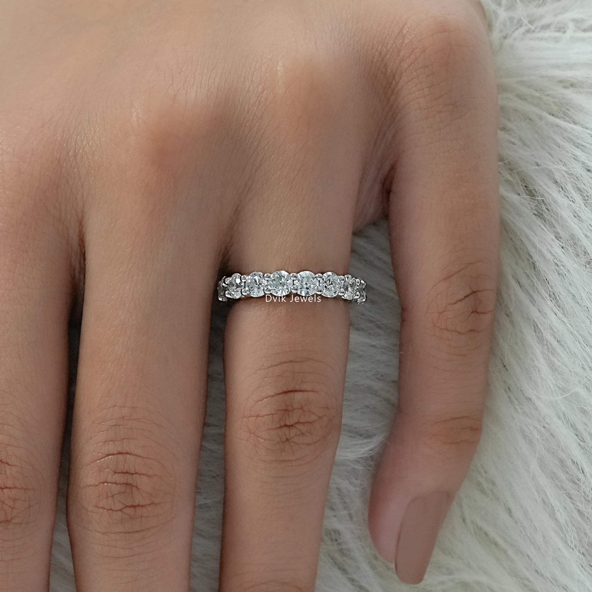 OEC Round Cut Lab Diamond Full Eternity Wedding Band Band