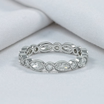 Marquise And Round Cut Lab Diamond Full Eternity Band