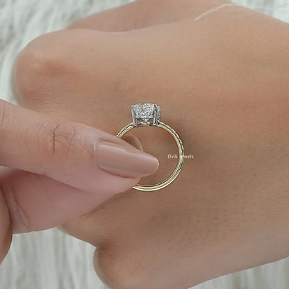 Moval Cut Lab Diamond Solitaire Accent Ring Ring
