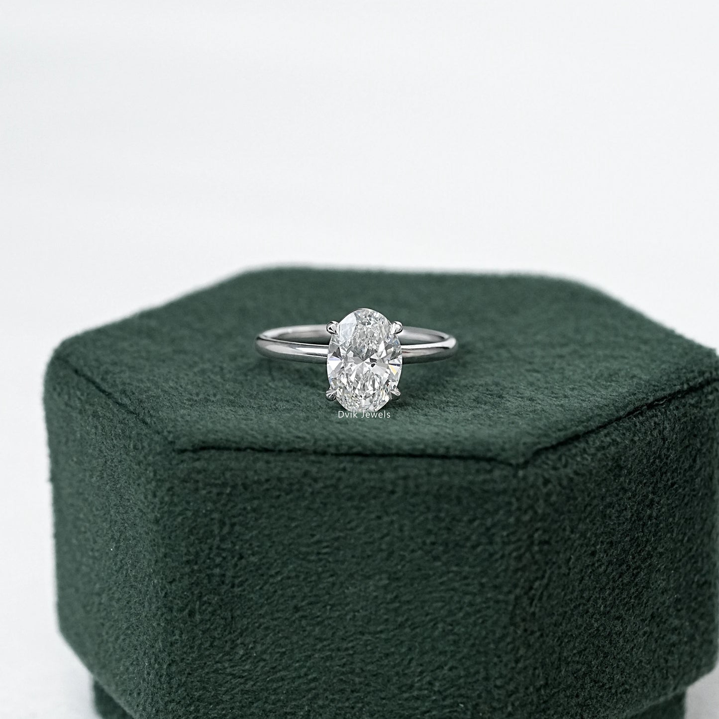 Oval Cut Lab Diamond Solitaire Engagement Ring