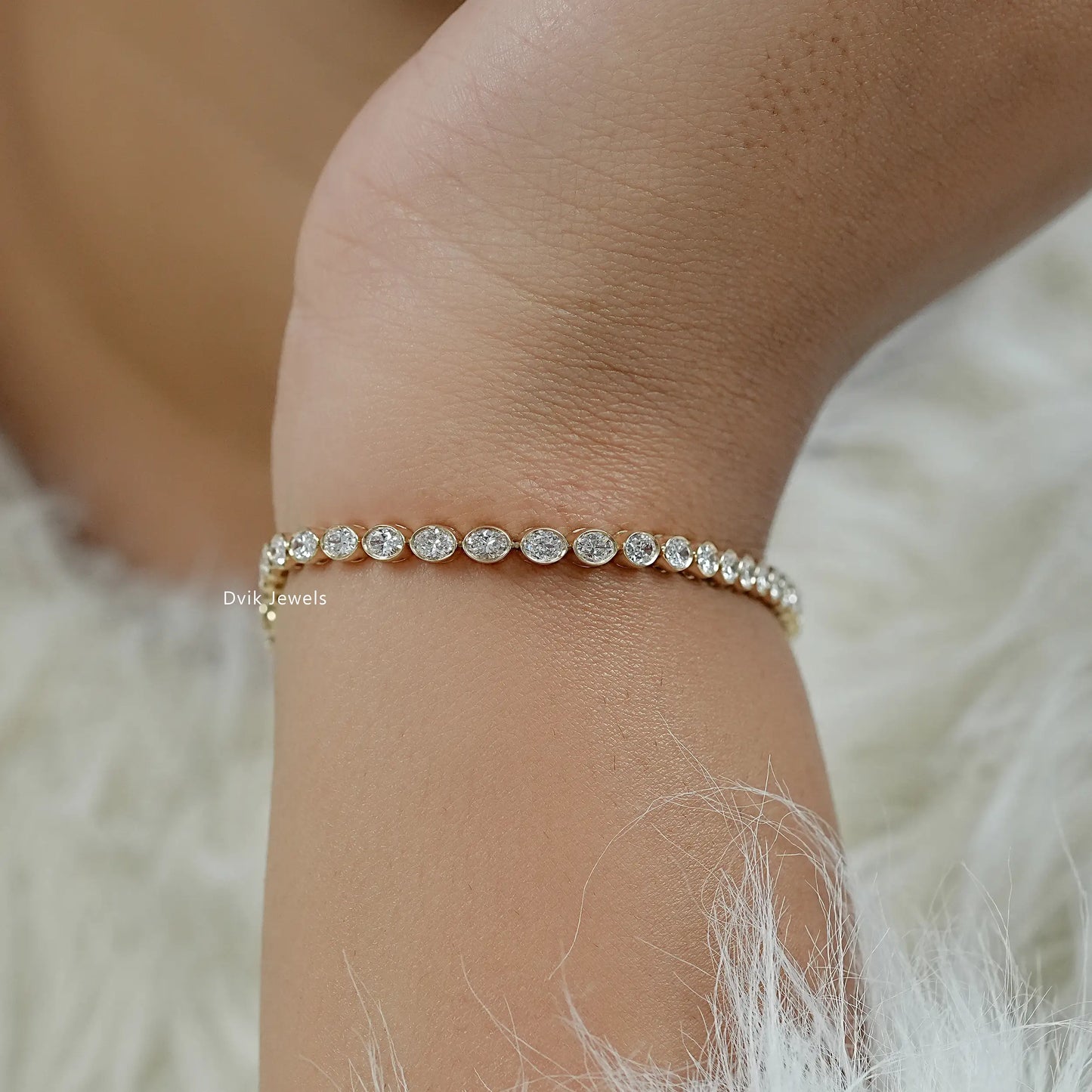 Oval Cut Diamond  Bezel Set Tennis Bracelet