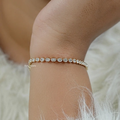 Oval Cut Diamond  Bezel Set Tennis Bracelet