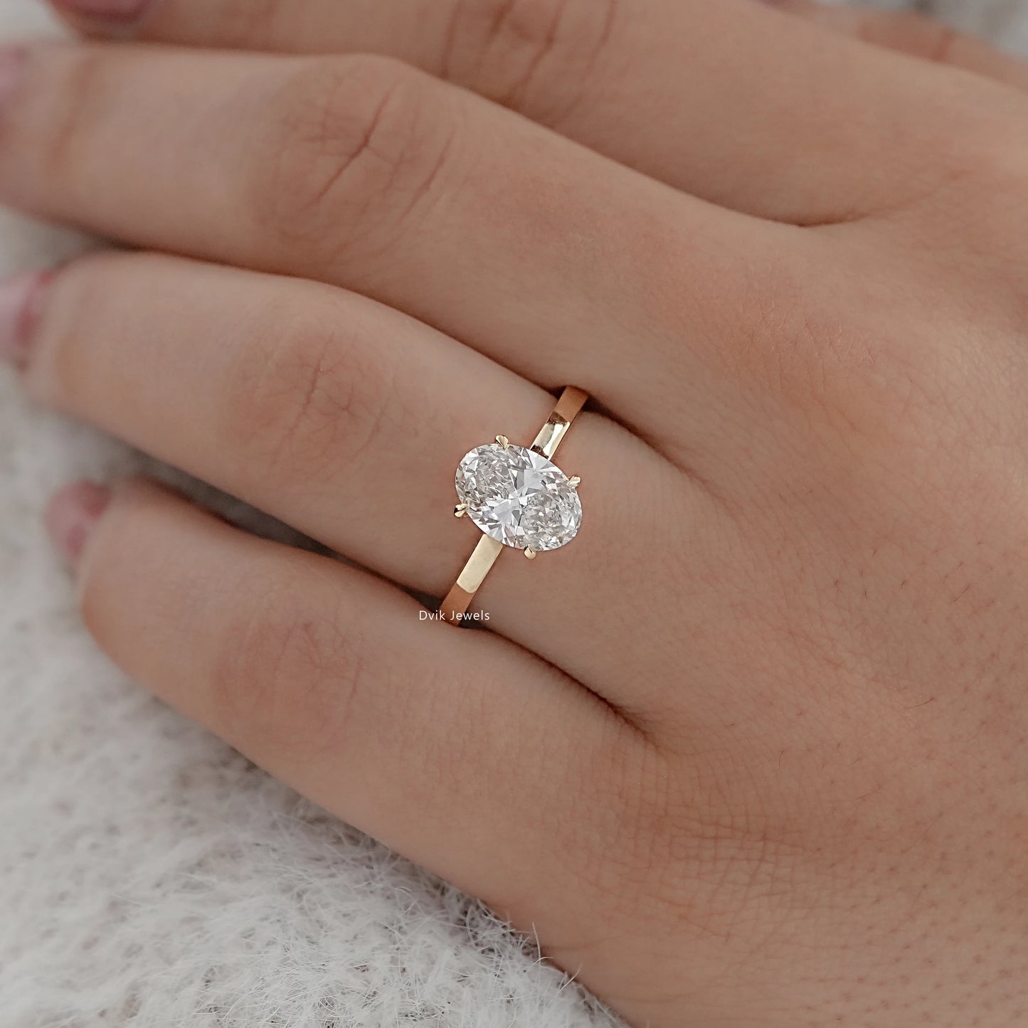 Hidden Halo Oval Lab Grown Diamond Solitaire Ring