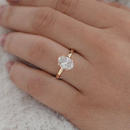 Hidden Halo Oval Lab Grown Diamond Solitaire Ring