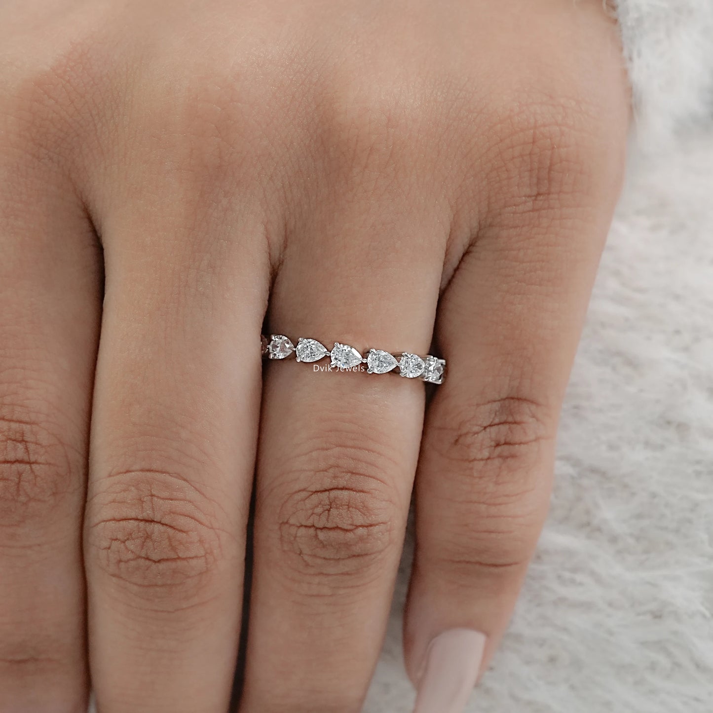 Pear Cut Lab Grown Diamond Eternity Band