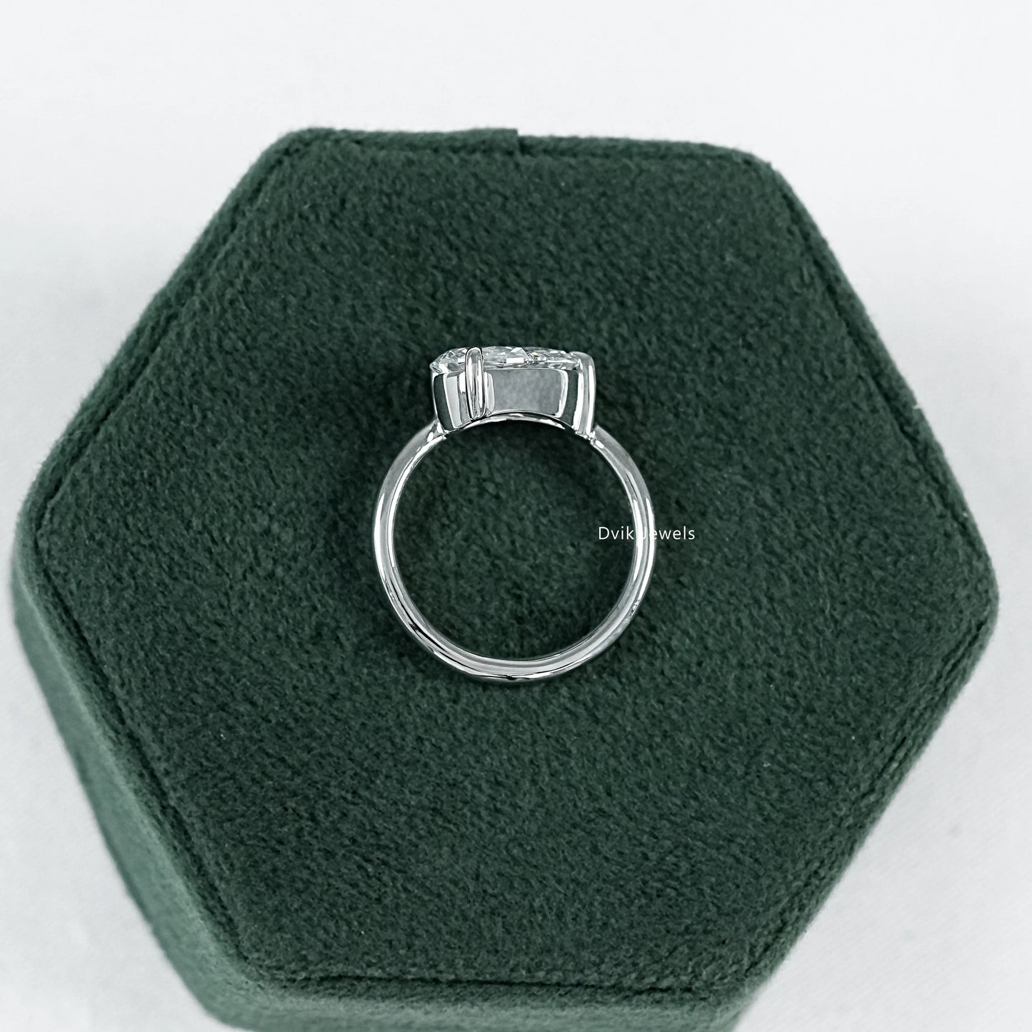 Pear Cut Lab Diamond Curved Solitaire Ring