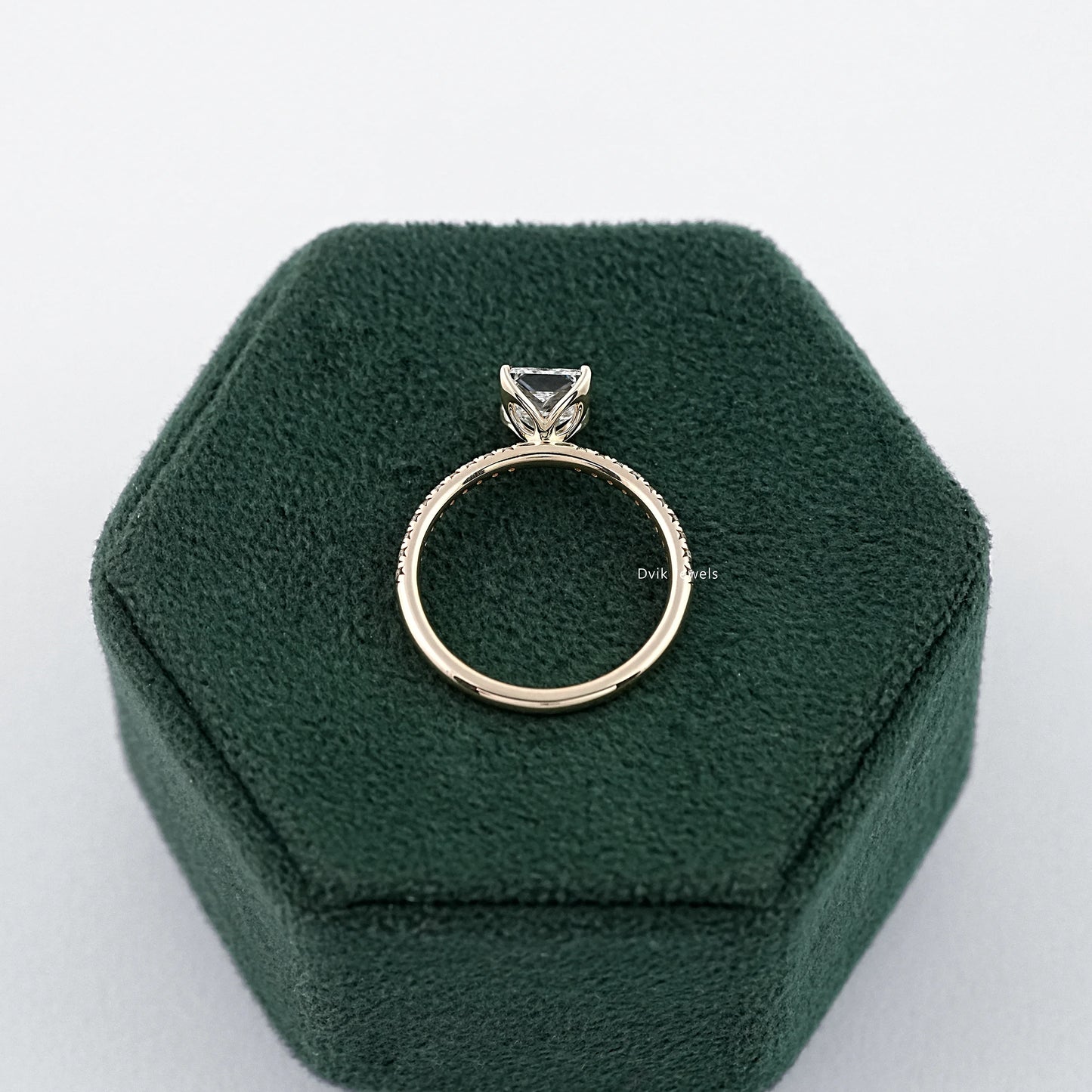 Princess Cut Lab Diamond Solitaire Accent Ring