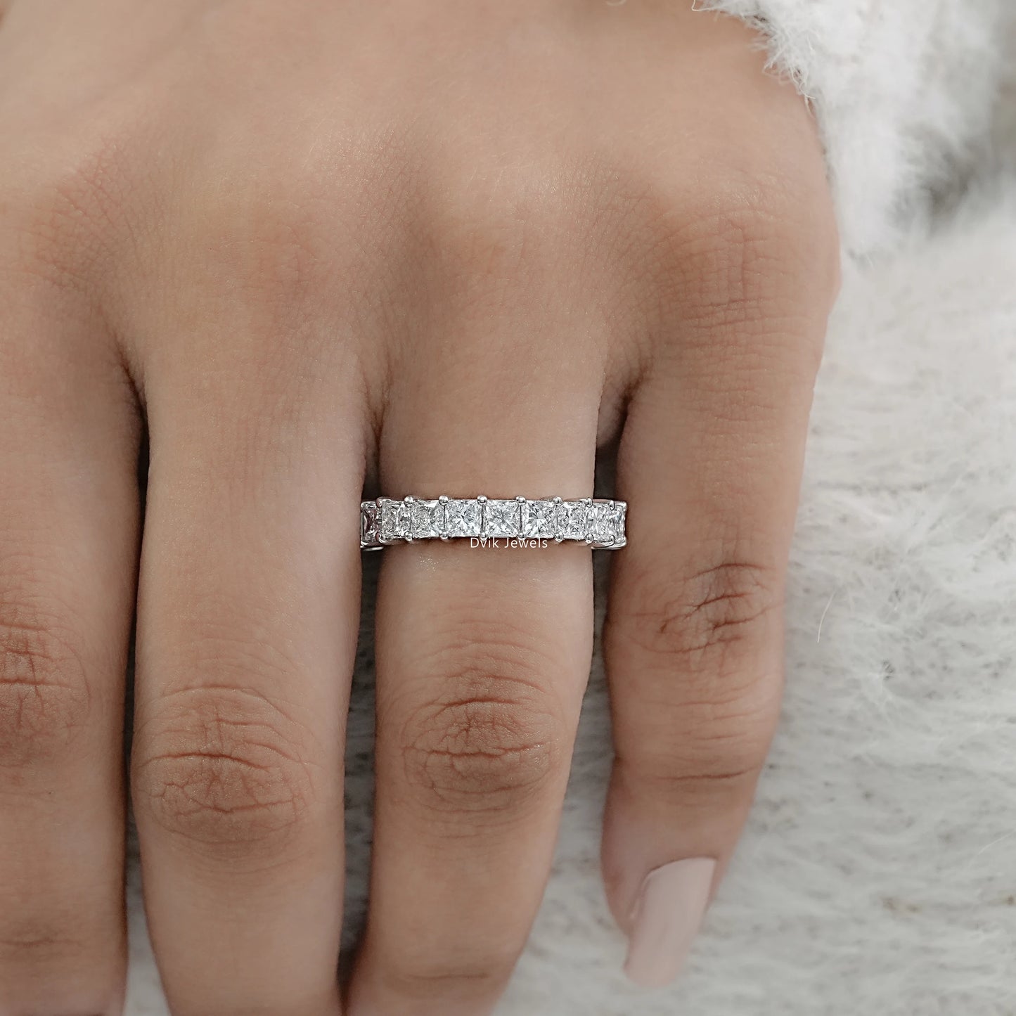 Princess Cut Diamond Full Eternity Wedding Band