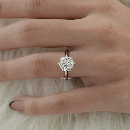 Round Cut Lab Diamond Solitaire Engagement Ring