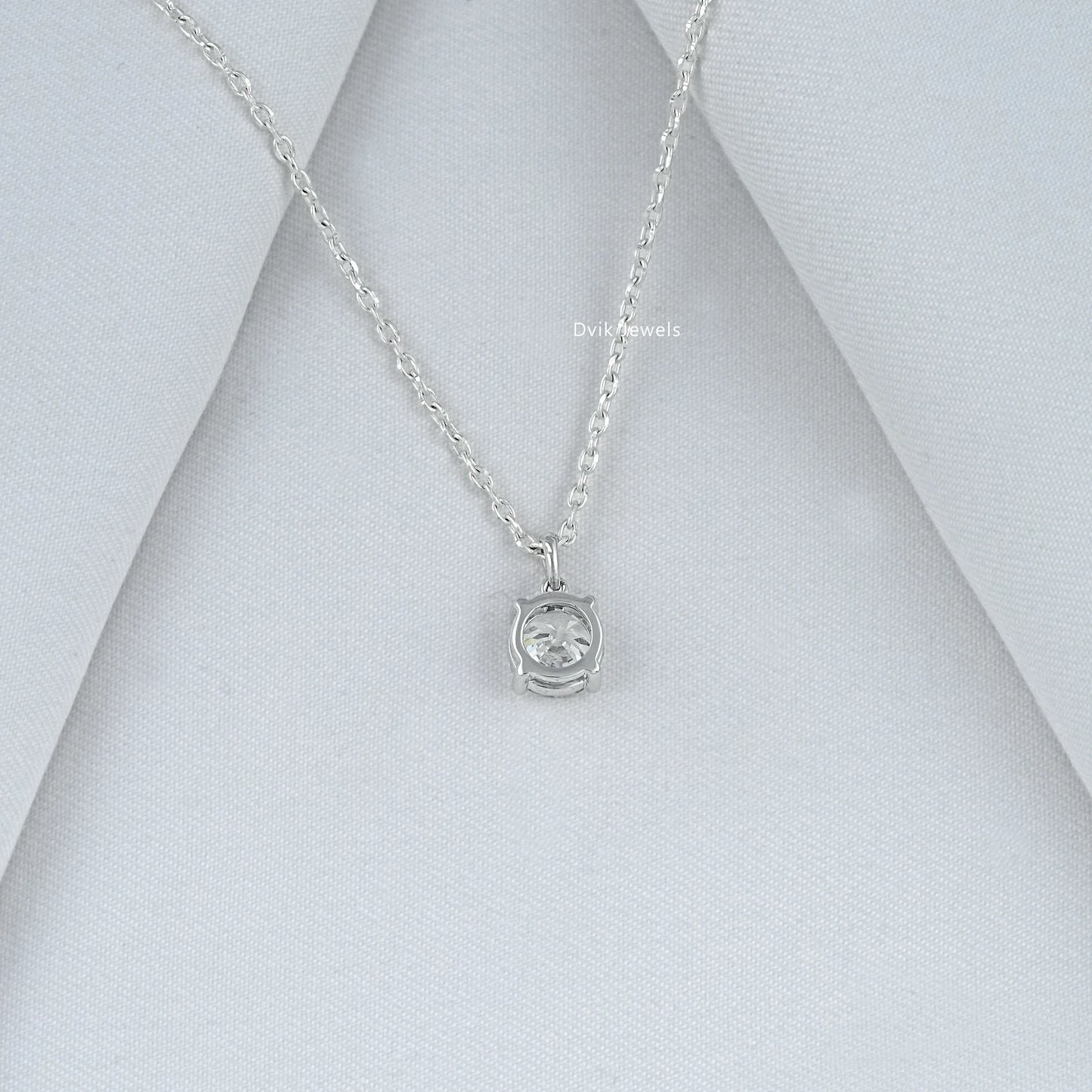 Round Cut Lab Diamond Solitaire Four Prong Pendant Pendant