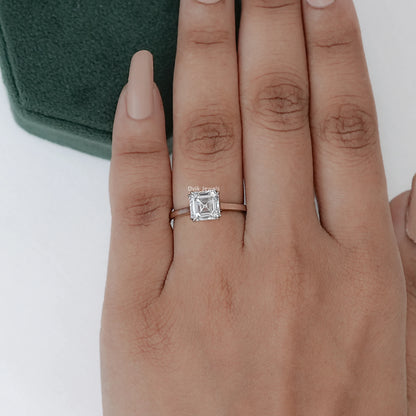 Lab Grown Square Emerald Cut Solitaire Ring