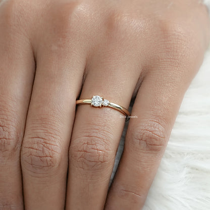 Round Cut Lab Diamond Two Stone Dainty Ring