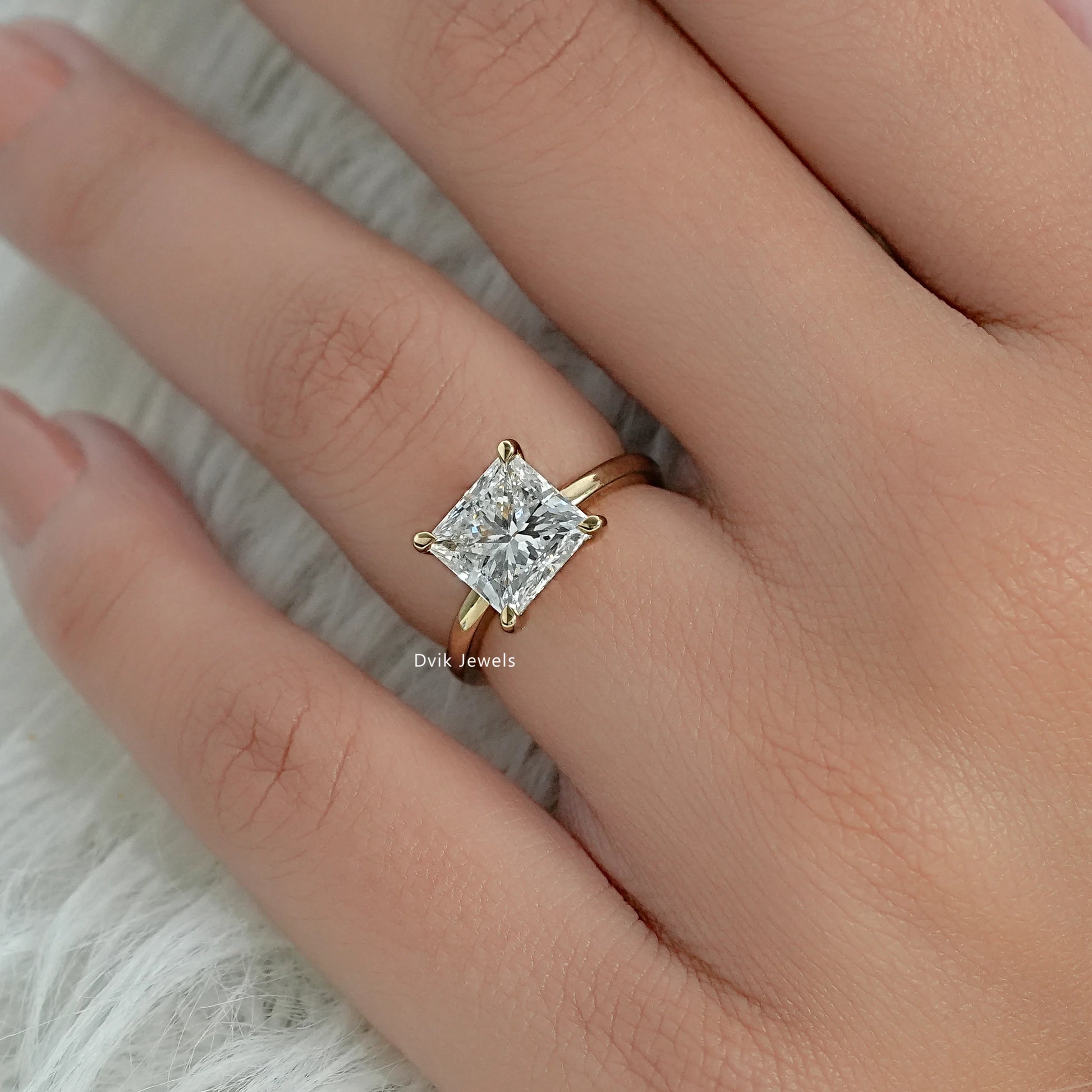 Princess Cut Lab Diamond Solitaire Ring Ring