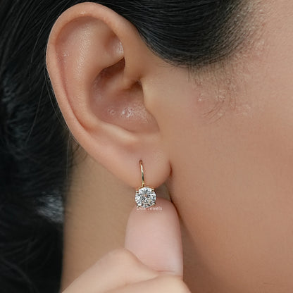 Round Lab Diamond Lever Back Earrings Earrings