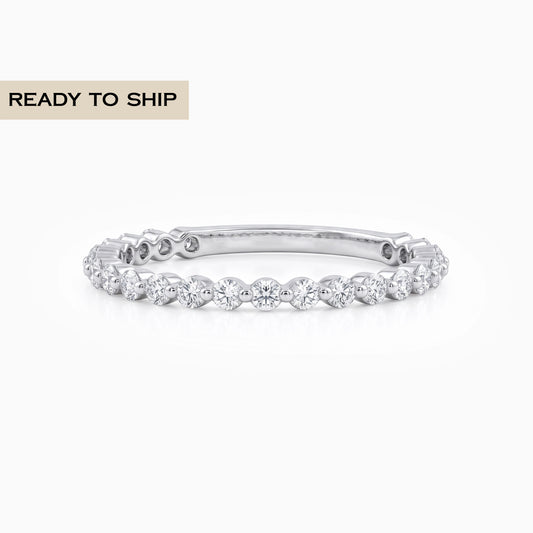 Tiny Round Diamond Half Eternity Wedding Band
