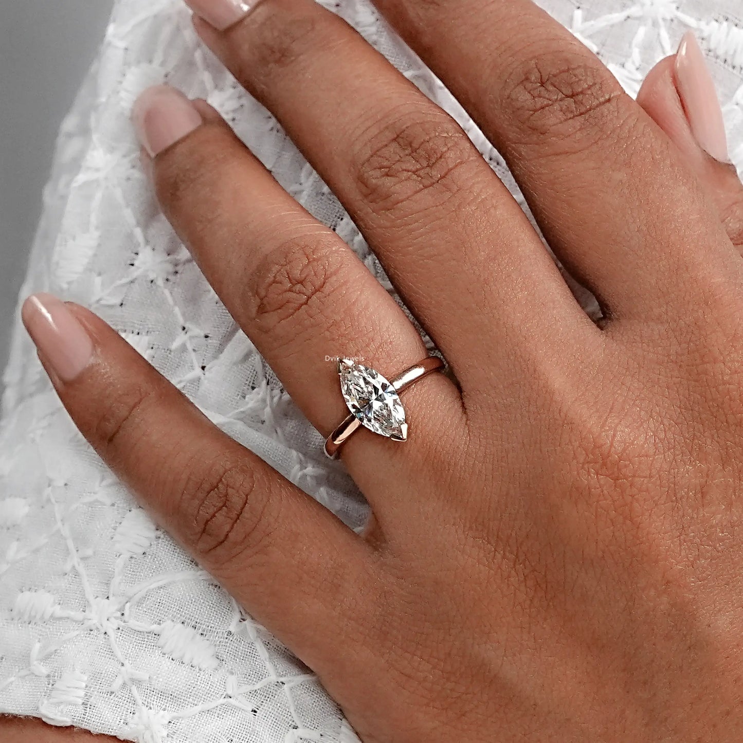 Marquise Shape Lab Diamond Solitaire Ring