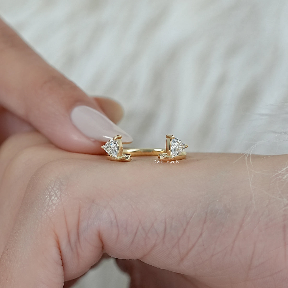 Trillion Cut Lab Diamond Open Cuff Ring Ring