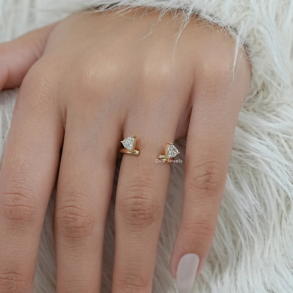Trillion Cut Lab Diamond Open Cuff Ring Ring