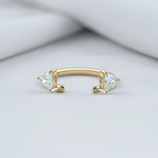 Trillion Cut Lab Diamond Open Cuff Ring