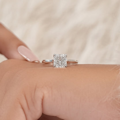 Tulip Set Hidden Halo Square Radiant Cut Ring